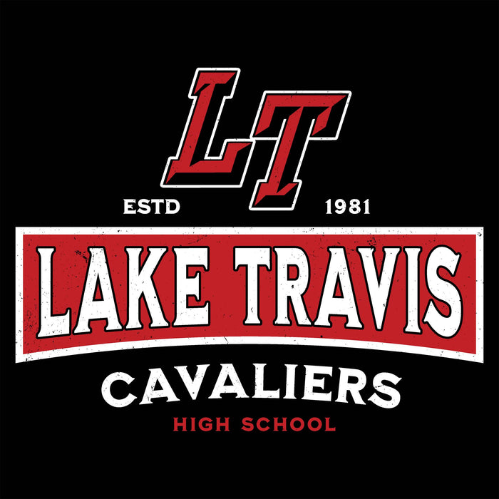 Close-up view of Lake Travis High School Cavaliers Black Classic Unisex T-shirt 202