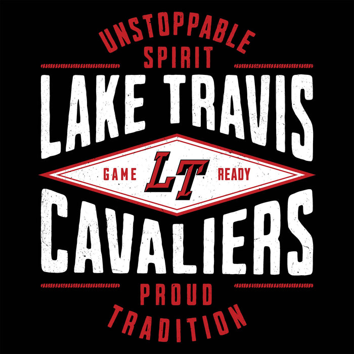 Close-up view of Lake Travis High School Cavaliers Women's Relaxed Fit T-shirt 210