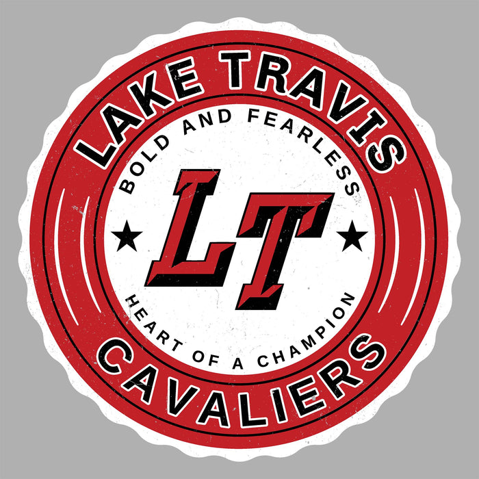 Close-up view of Lake Travis High School Cavaliers Women's Relaxed Fit T-shirt 216