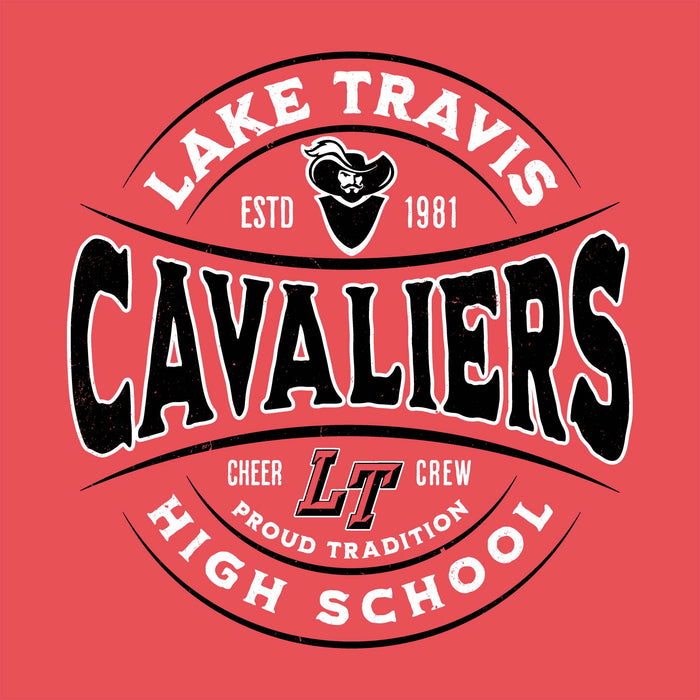 Close-up view of Lake Travis High School Cavaliers Women's Relaxed Fit T-shirt 218