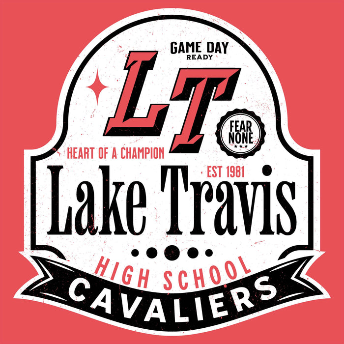 Close-up view of Lake Travis High School Cavaliers Women's Relaxed Fit T-shirt 219