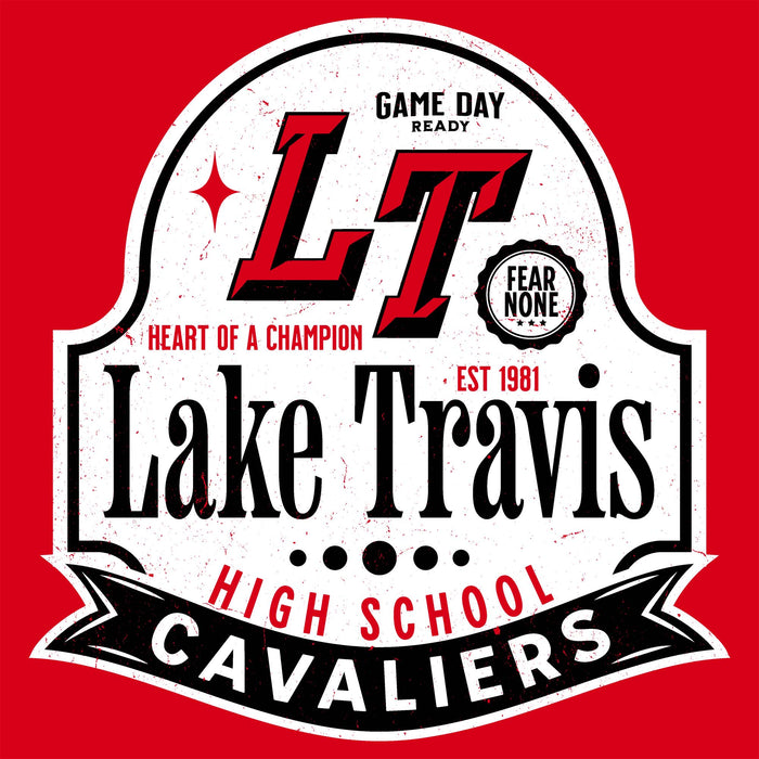 Close-up view of Lake Travis High School Cavaliers Red Classic Unisex T-shirt 219