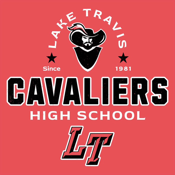 Close-up view of Lake Travis High School Cavaliers Women's Relaxed Fit T-shirt 222