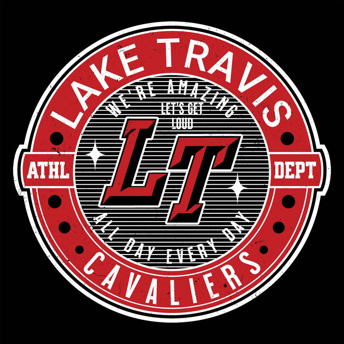 Close-up view of Lake Travis High School Cavaliers Women's Relaxed Fit T-shirt 224