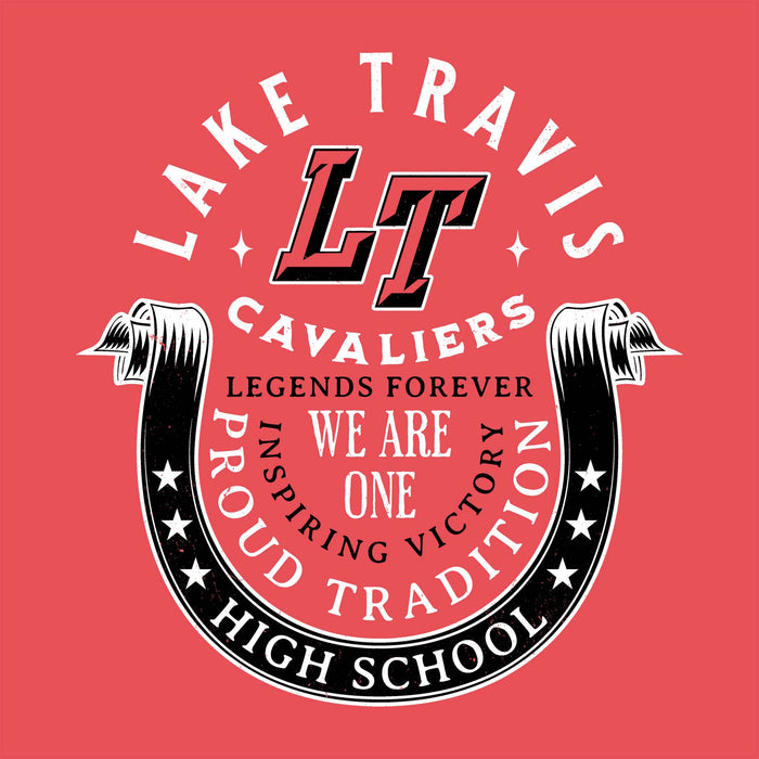 Close-up view of Lake Travis High School Cavaliers Women's Relaxed Fit T-shirt 229