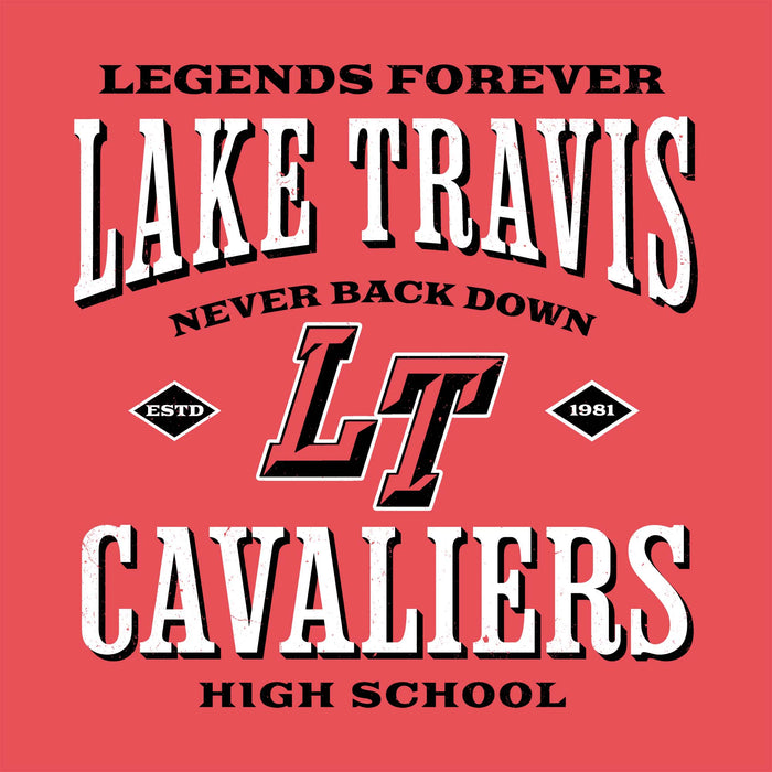Close-up view of Lake Travis High School Cavaliers Women's Relaxed Fit T-shirt 230