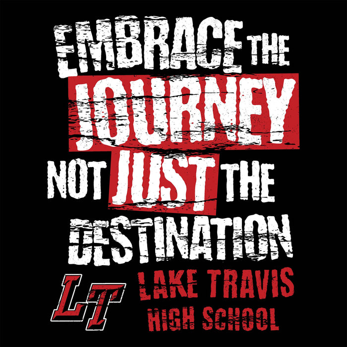 Close-up view of Lake Travis High School Cavaliers Black Classic Unisex T-shirt 232