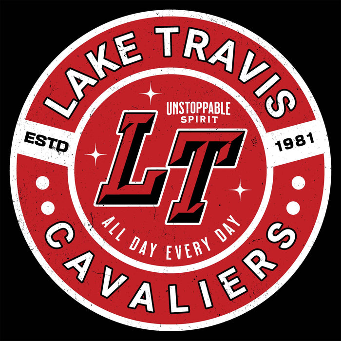 Close-up view of Lake Travis High School Cavaliers Women's Relaxed Fit T-shirt 239