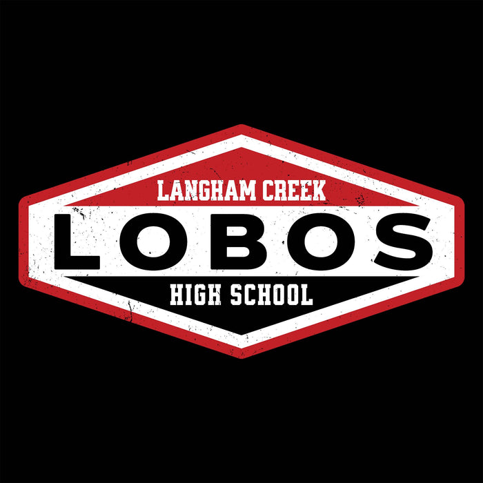 Close-up view of Langham Creek High School Lobos Black Classic Unisex T-shirt 009