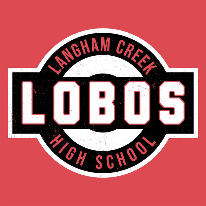 Close-up view of Langham Creek High School Lobos Women's Relaxed Fit T-shirt 011