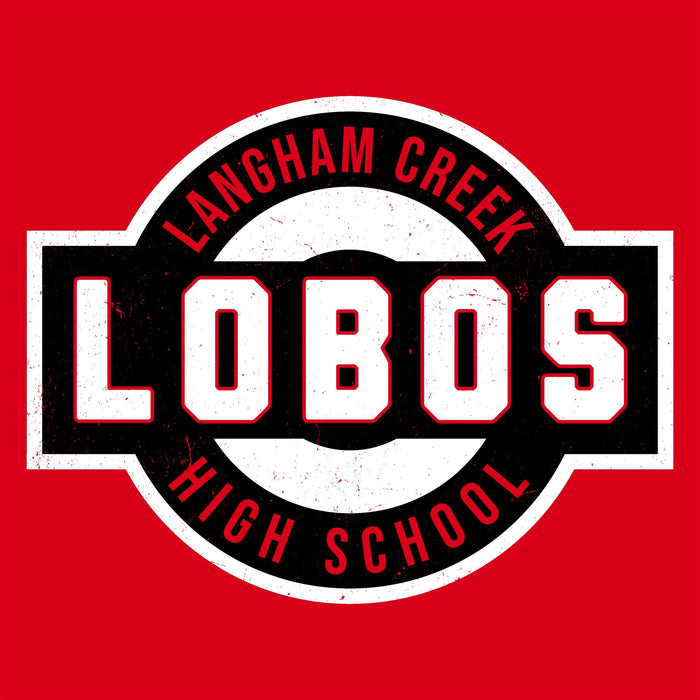 Close-up view of Langham Creek High School Lobos Red Classic Unisex T-shirt 011