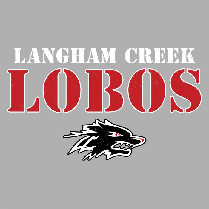 Close-up view of Langham Creek High School Lobos Women's Relaxed Fit T-shirt 017