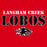 Close up view of Langham Creek High School Lobos Red Classic Unisex T-shirt 017