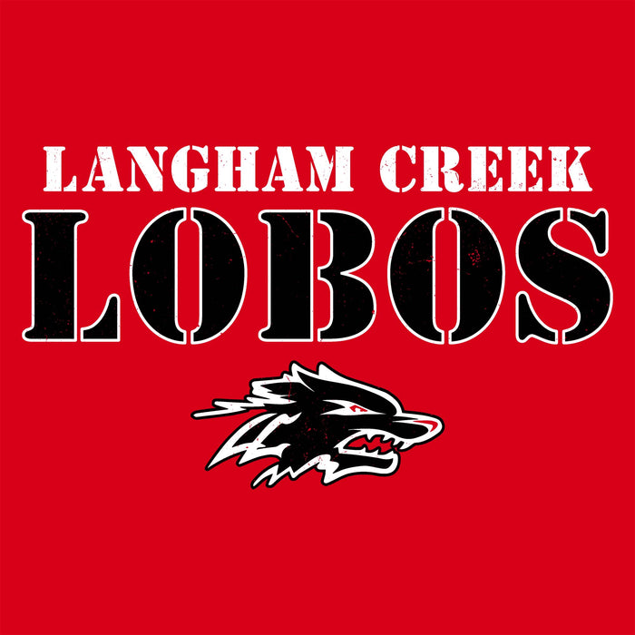Close up view of Langham Creek High School Lobos Red Classic Unisex T-shirt 017