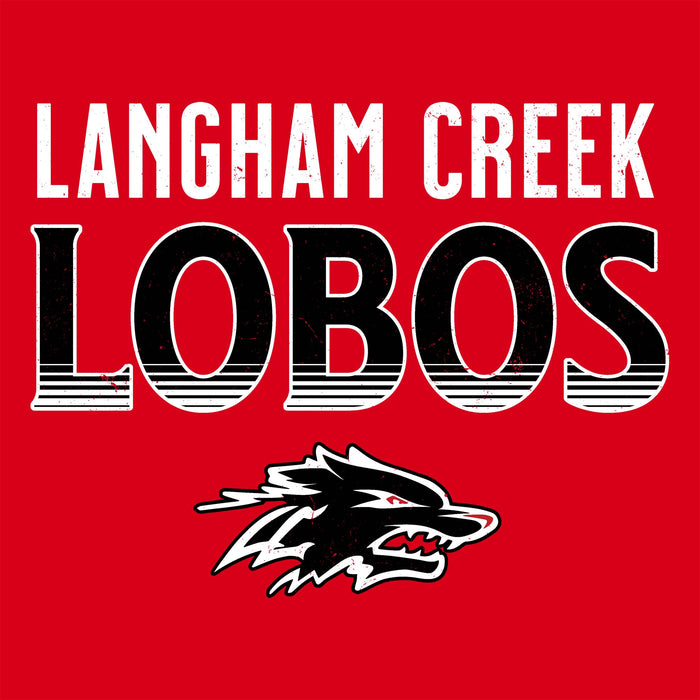 Close-up view of Langham Creek High School Lobos Red Classic Unisex T-shirt 024