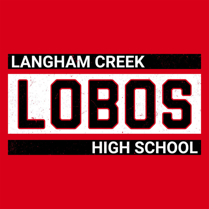 Close-up view of Langham Creek High School Lobos Red Classic Unisex T-shirt 098