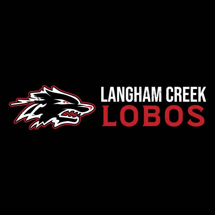 Close-up view of Langham Creek High School Lobos Black Classic Unisex T-shirt 200