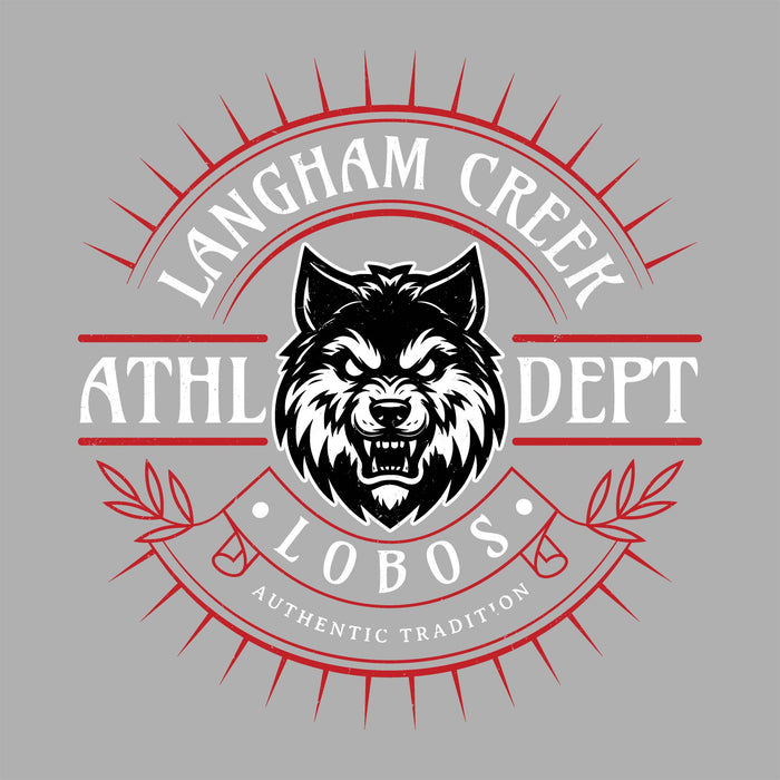 Close-up view of Langham Creek High School Lobos Women's Relaxed Fit T-shirt 201