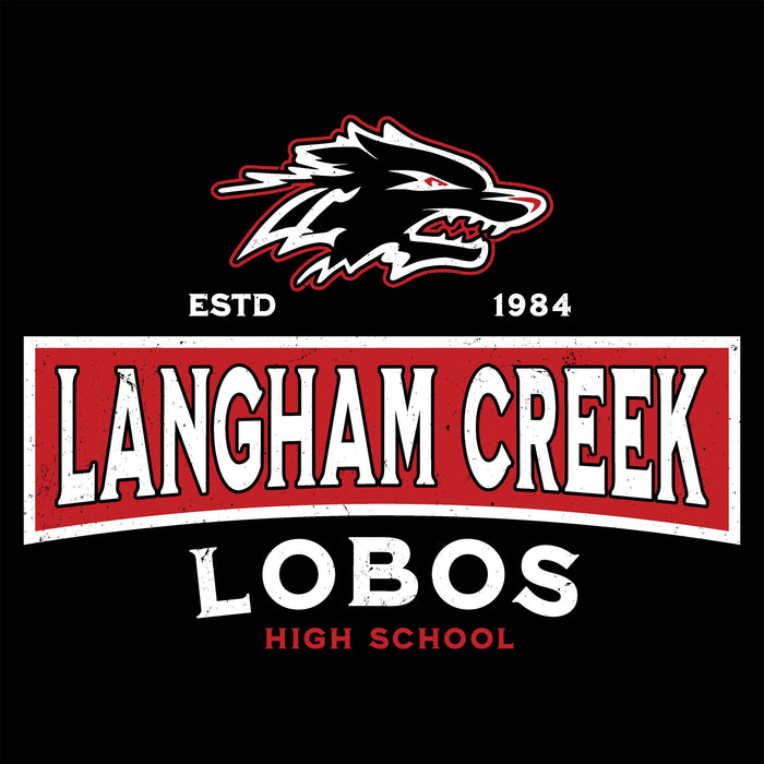 Close-up view of Langham Creek High School Lobos Black Classic Unisex T-shirt 202