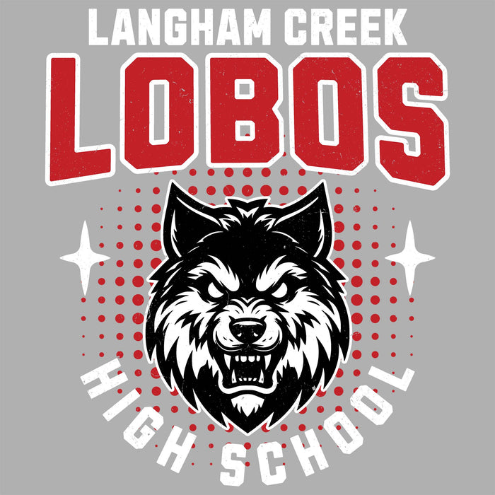 Close-up view of Langham Creek High School Lobos Women's Relaxed Fit T-shirt 204