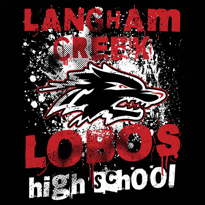 Close-up view of Langham Creek High School Lobos Black Classic Unisex T-shirt 205