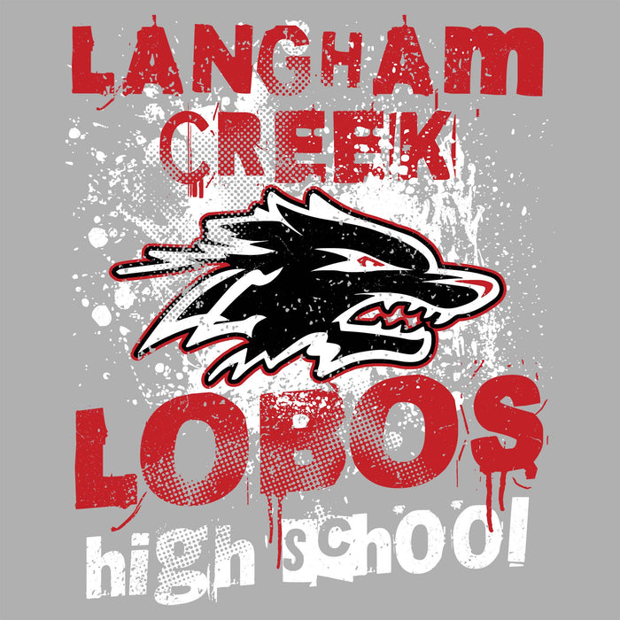 Close-up view of Langham Creek High School Lobos Women's Relaxed Fit T-shirt 205