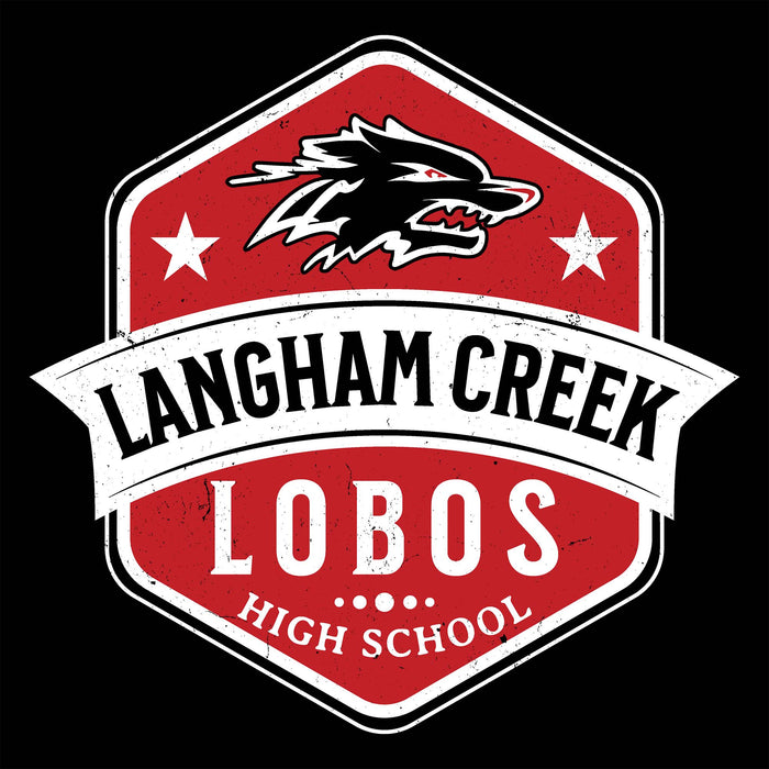 Close-up view of Langham Creek High School Lobos Black Classic Unisex T-shirt 209