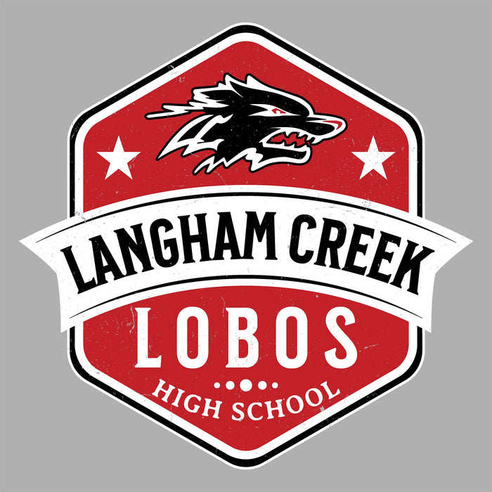 Close-up view of Langham Creek High School Lobos Women's Relaxed Fit T-shirt 209