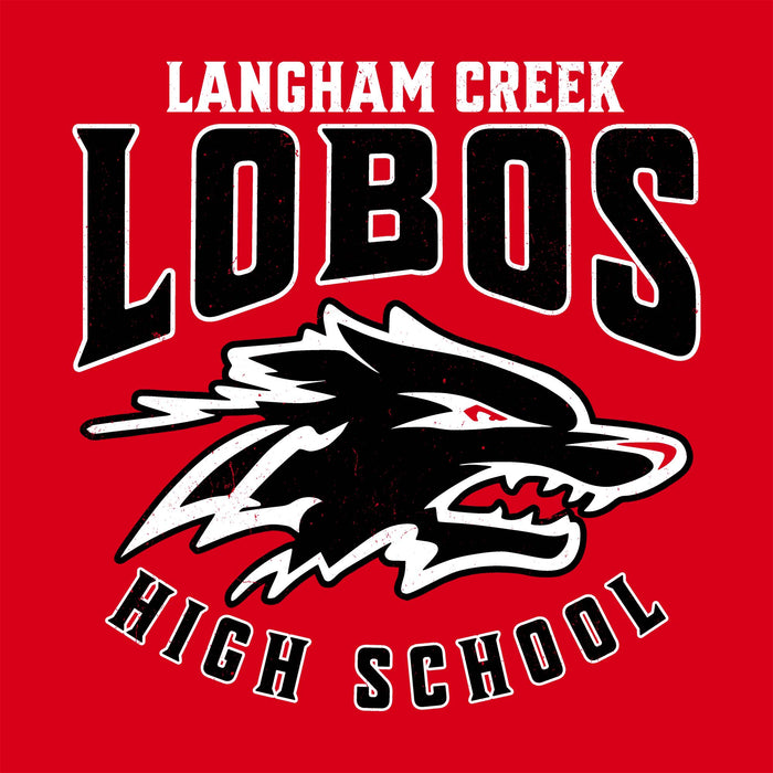 Close-up view of Langham Creek High School Lobos Red Classic Unisex T-shirt 213