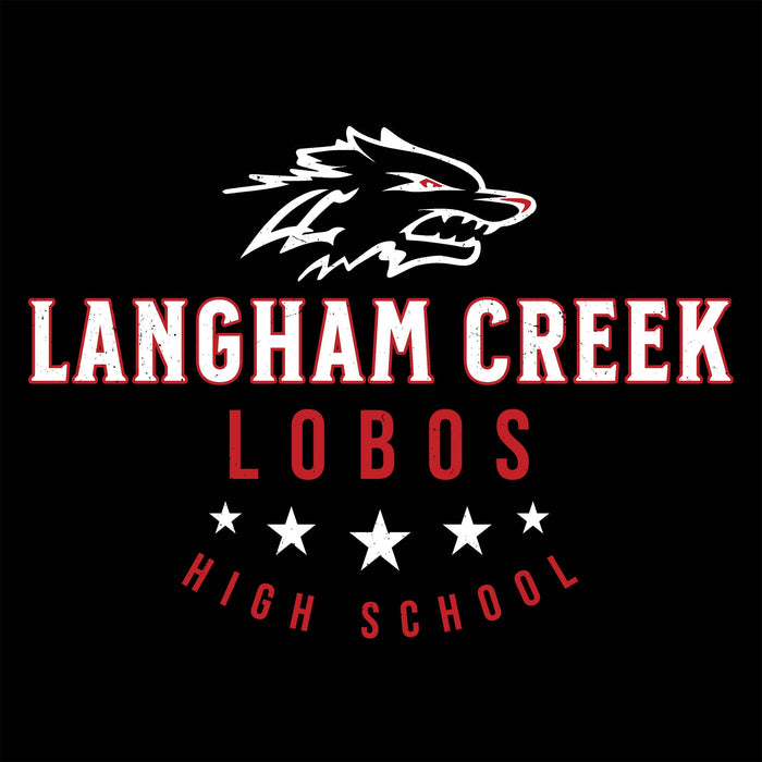 Close-up view of Langham Creek High School Lobos Black Classic Unisex T-shirt 217