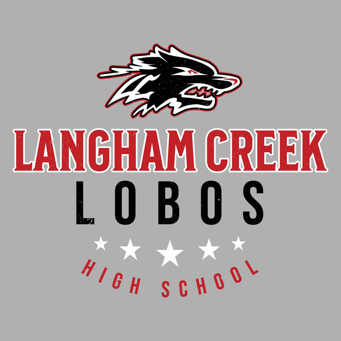 Close-up view of Langham Creek High School Lobos Women's Relaxed Fit T-shirt 217