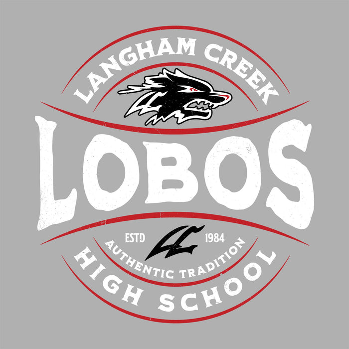 Close-up view of Langham Creek High School Lobos Women's Relaxed Fit T-shirt 218