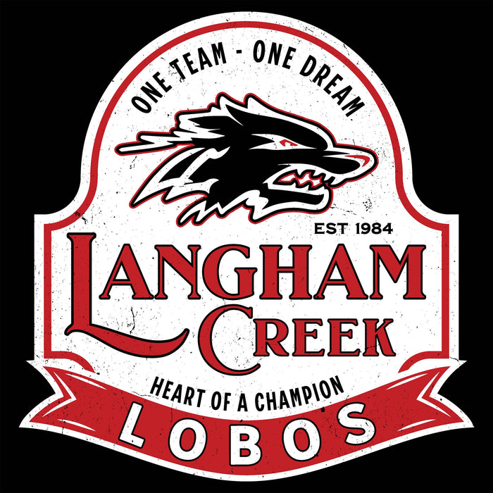 Close-up view of Langham Creek High School Lobos Black Classic Unisex T-shirt 219