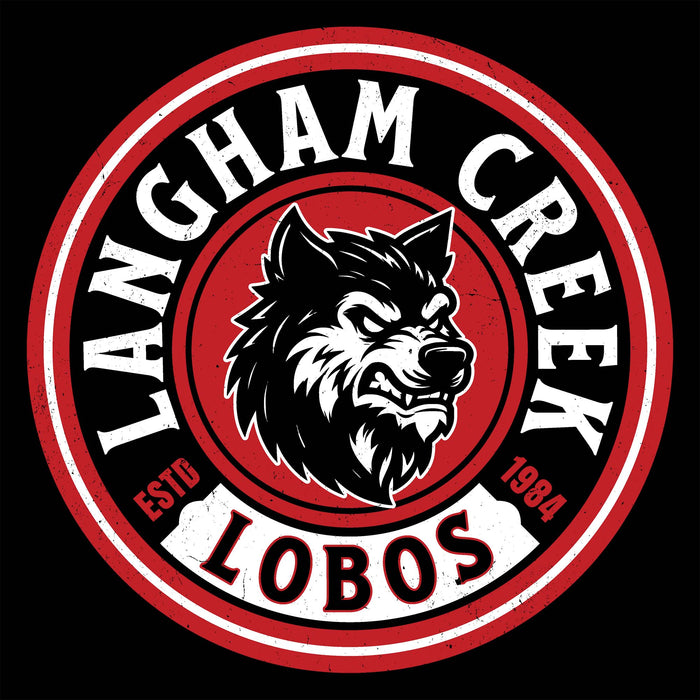 Close-up view of Langham Creek High School Lobos Black Classic Unisex T-shirt 220