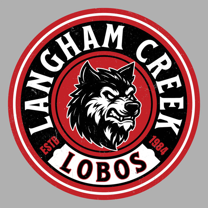 Close-up view of Langham Creek High School Lobos Women's Relaxed Fit T-shirt 220