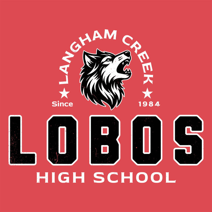 Close-up view of Langham Creek High School Lobos Women's Relaxed Fit T-shirt 222