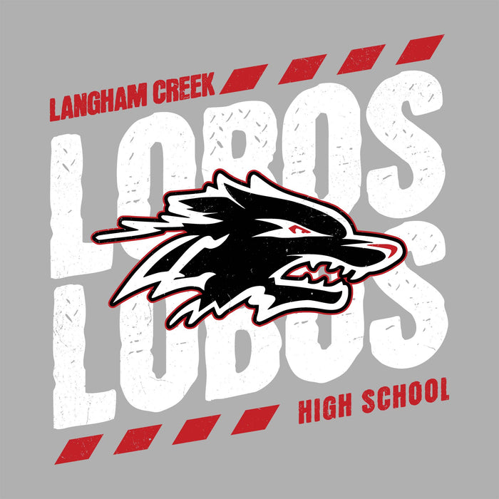 Close-up view of Langham Creek High School Lobos Women's Relaxed Fit T-shirt 223