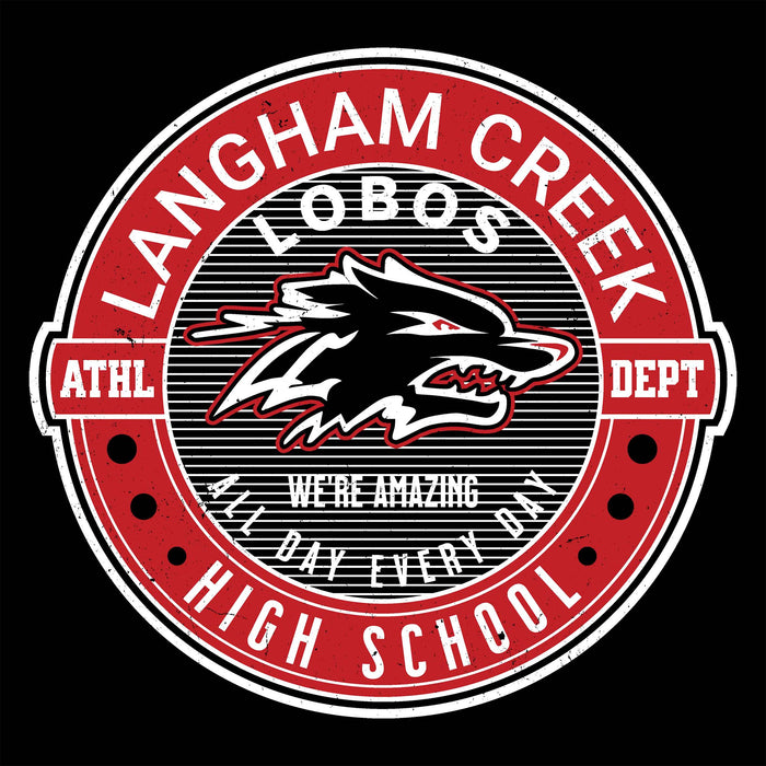Close-up view of Langham Creek High School Lobos Black Classic Unisex T-shirt 224