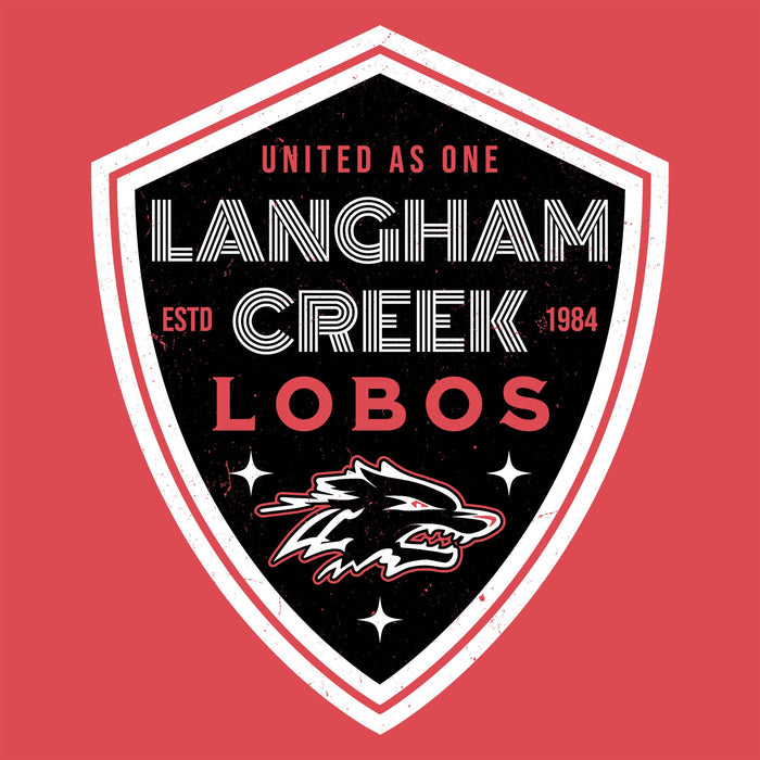 Close-up view of Langham Creek High School Lobos Women's Relaxed Fit T-shirt 225