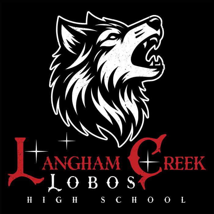 Close-up view of Langham Creek High School Lobos Black Classic Unisex T-shirt 226