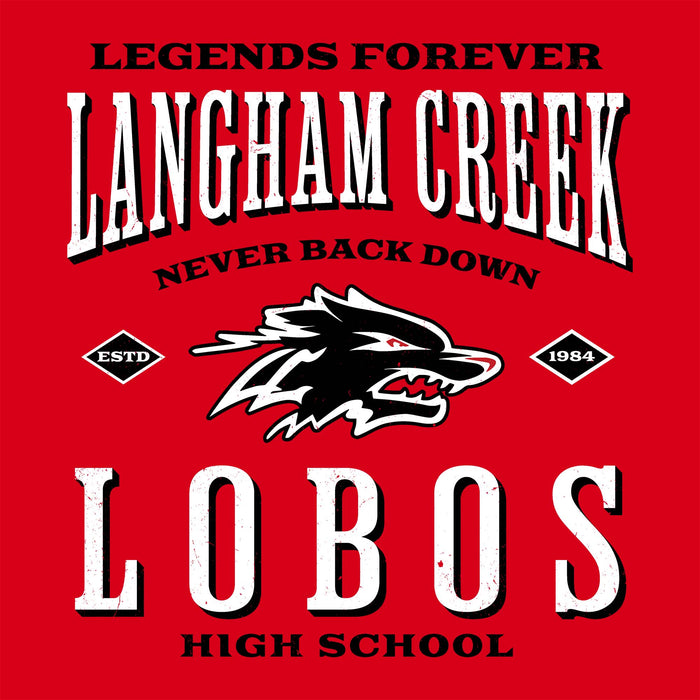 Close-up view of Langham Creek High School Lobos Red Classic Unisex T-shirt 230