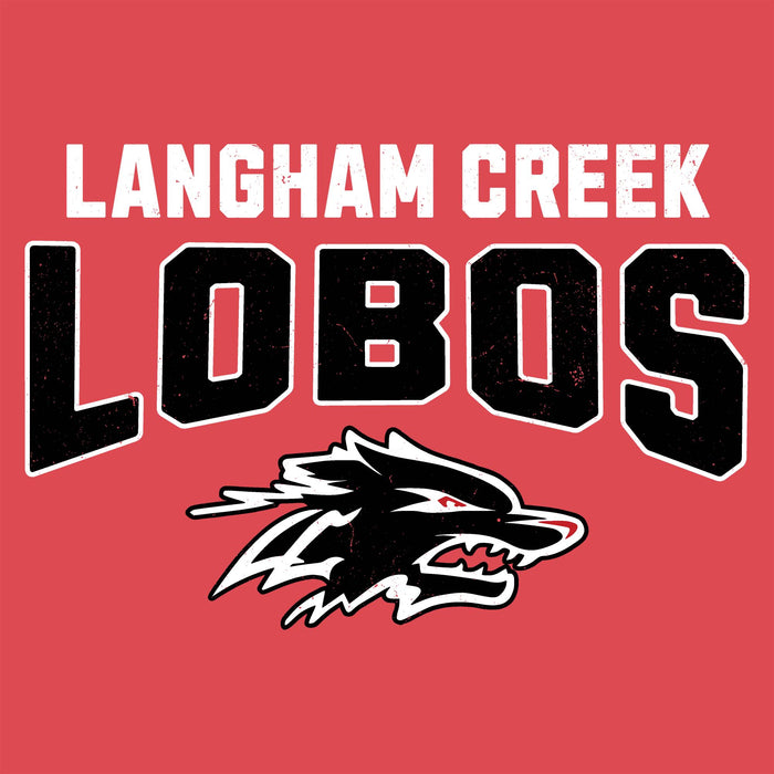Close-up view of Langham Creek High School Lobos Women's Relaxed Fit T-shirt 234