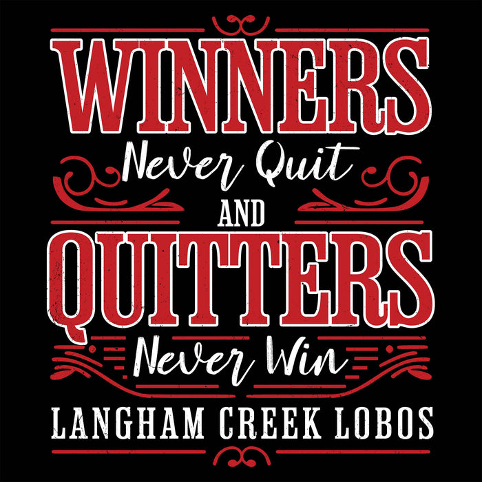 Close-up view of Langham Creek High School Lobos Black Classic Unisex T-shirt 237