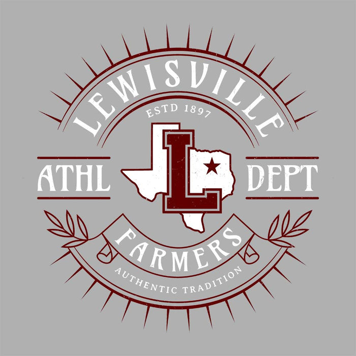 Close-up view of Lewisville High School Farmers Unisex 3/4 Sleeve Raglan T-shirt 201