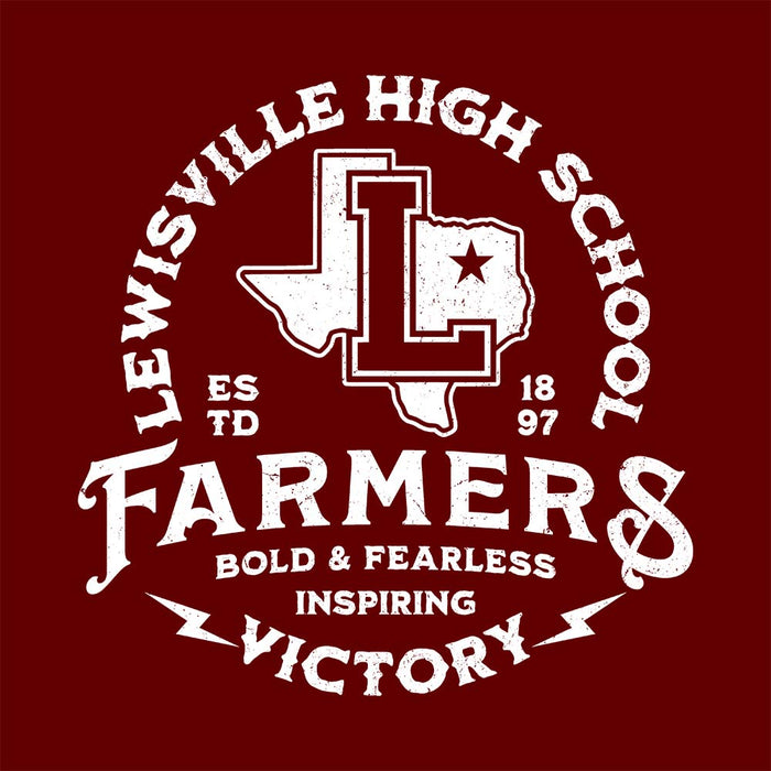 Close-up view of Lewisville High School Farmers Maroon Classic Unisex T-shirt 206