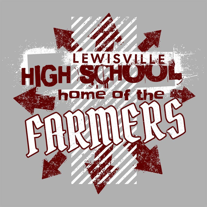 Close-up view of Lewisville High School Farmers Unisex 3/4 Sleeve Raglan T-shirt 210