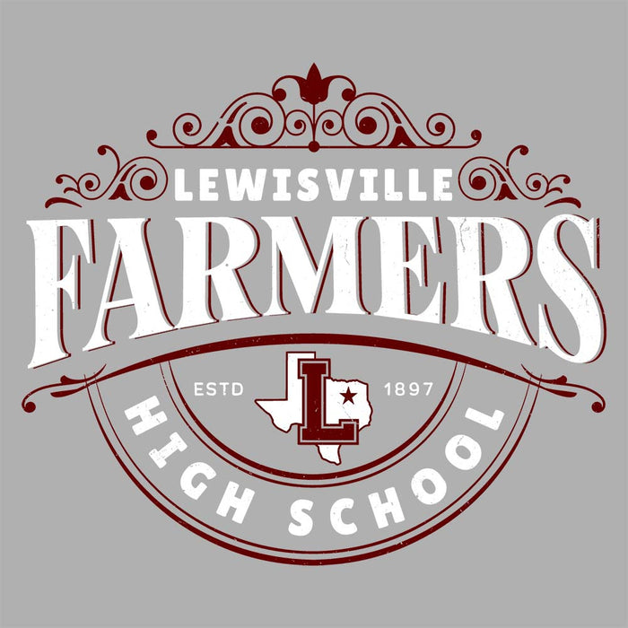 Close-up view of Lewisville High School Farmers Grey Premium Unisex Hoodie 211