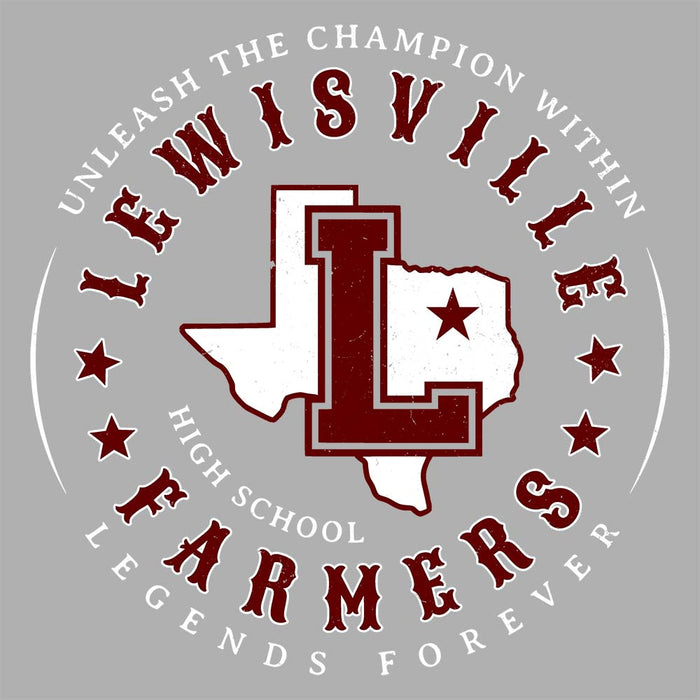Close-up view of Lewisville High School Farmers Grey Premium Unisex Hoodie 214