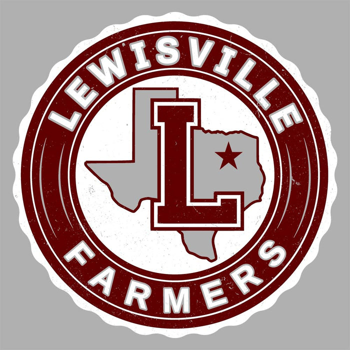 Close-up view of Lewisville High School Farmers Unisex 3/4 Sleeve Raglan T-shirt 216