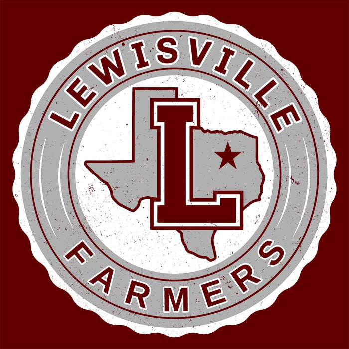 Close-up view of Lewisville High School Farmers Maroon Premium Unisex Hoodie 216